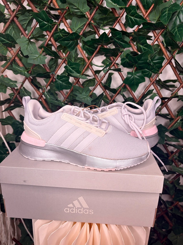 Adidas Women's Pink And Silver Mesh Lace-Up Sneakers